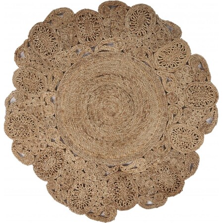 Homeroots 90 x 90 in. Natural Bloom Boutique Jute Rug 394227
